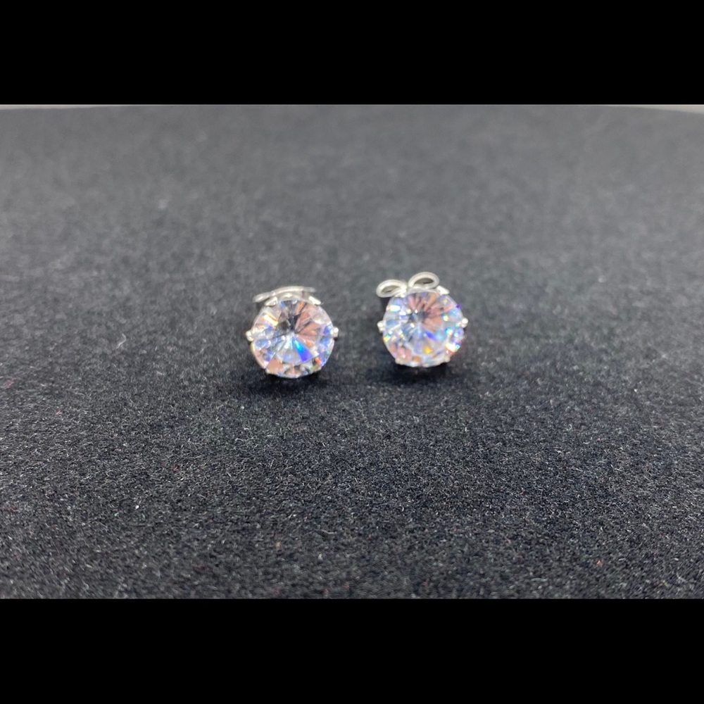 Two Pairs 8mm Cubic Zirconia Earrings - Picture 9 of 10